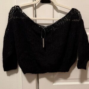 Free People Midnight Off-the-Shoulder Sweater
